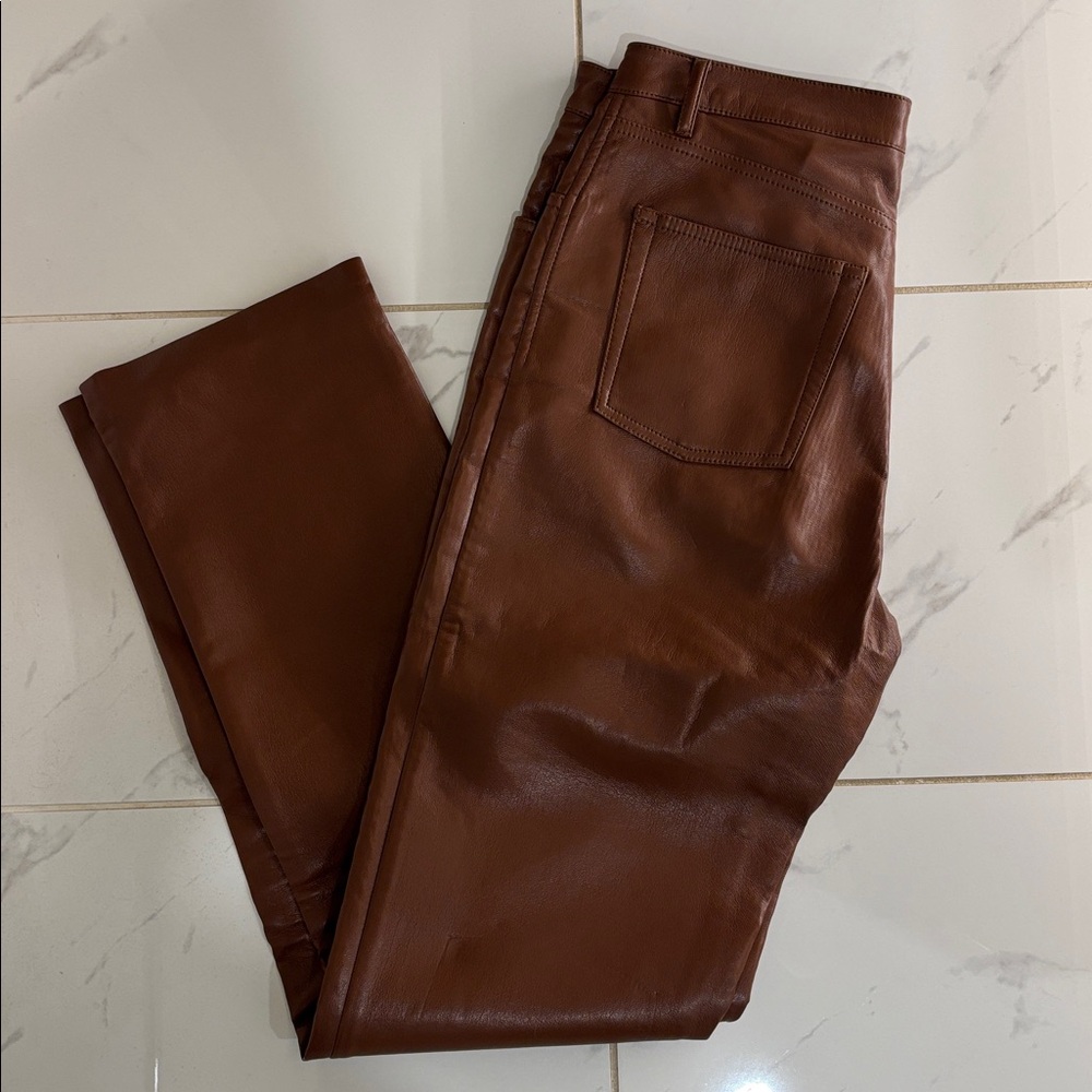 Wilfred Chestnut Leather Trousers